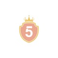 Number 5 with shield icon logo design illustration Royalty Free Stock Photo