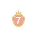 Number 7 with shield icon logo design illustration Royalty Free Stock Photo