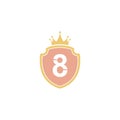 Number 8 with shield icon logo design illustration Royalty Free Stock Photo