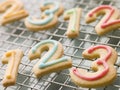 Number Shortbread Biscuits with Icing Royalty Free Stock Photo