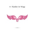 8-number sign & angel wings.Elegant alphabet letters and wings.C