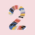 Number 2. Signs in line flat style. Cute modern capital numbers. Vector trendy flat line figures. Number two Royalty Free Stock Photo