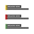 Simple Breaking News lower third yellow, red, green Royalty Free Stock Photo