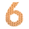 Number 6 six alphabet, color orange