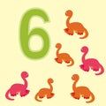 Number 6. Six dinosaur (Brachiosaurus) . Royalty Free Stock Photo