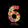 Number six made from fruits. Royalty Free Stock Photo