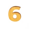 Number six made of italian pasta spaghetti, white cut paper in shape of sixth numeral. Typeface for products sore design