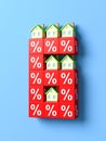 Number Six With Miniature Houses And Red Percentage Blocks. Royalty Free Stock Photo