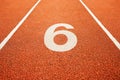 Number six on running track Royalty Free Stock Photo