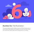 Sequential number, number six, top chart concept, night sky, flat illustration Royalty Free Stock Photo