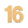 Number sixteen on white background. Isolated 3D illustration Royalty Free Stock Photo