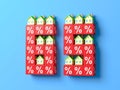 Number Sixty Five With Miniature Houses And Red Percentage Blocks. Royalty Free Stock Photo