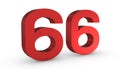 Number 66 Sixty Six Red Sign 3D Rendering Isolated on White Background Royalty Free Stock Photo