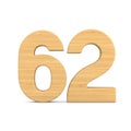 Number sixty two on white background. Isolated 3D illustration