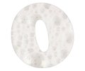 Number 0, soap foam background. Top view Royalty Free Stock Photo