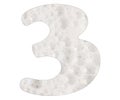 Number 3, soap foam background. Top view Royalty Free Stock Photo