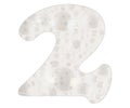Number 2, soap foam background. Top view Royalty Free Stock Photo