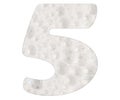 Number 5, soap foam background. Top view Royalty Free Stock Photo