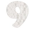 Number 9, soap foam background. Top view Royalty Free Stock Photo