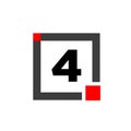 4 number with square box icon. 4 box monogram Royalty Free Stock Photo