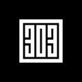 Number 303 square logo design template, rectangle monogram logo Royalty Free Stock Photo