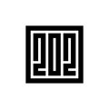 Number 202 square logo design template vector elements, black on white background