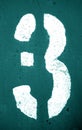 Number 3 in stencil on metal wall in cyan tone Royalty Free Stock Photo
