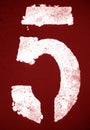 Number 5 in stencil on metal wall in red tone Royalty Free Stock Photo