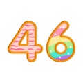 46 number sweet glazed doughnut vector illustration