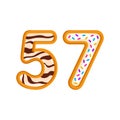 57 number sweet glazed doughnut vector illustration