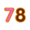 78 number sweet glazed doughnut vector illustration