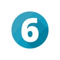 Number symbol 6, Flat icons set with long shadow Royalty Free Stock Photo