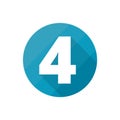 Number symbol 4, Flat icons set with long shadow