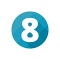 Number symbol 8, Flat icons set with long shadow Royalty Free Stock Photo