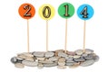 Number 2014 on tablets Royalty Free Stock Photo