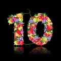 Number ten made from fruits. Royalty Free Stock Photo