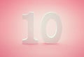 Number ten 10 on pink background. Conceptual image