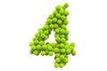 Number 4 from tennis balls, 3D rendering Royalty Free Stock Photo