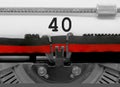 40 Number by the old typewriter on white paper Royalty Free Stock Photo