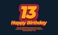 Number thirteen year celebration birthday 3d orange design