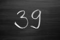 Number thirty nine enumeration written with a chalk Royalty Free Stock Photo
