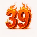 Number Thirty Nine with Fire Royalty Free Stock Photo