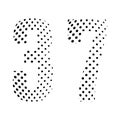 Number Thirty-seven, 37 in halftone. Dotted illustration isolated on a white background. Vector illustration Royalty Free Stock Photo