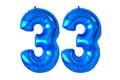 Number thirty three of blue helium balloons