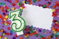 Number three birthday candle Royalty Free Stock Photo