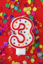 Number three birthday candle Royalty Free Stock Photo