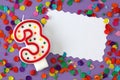 Number three birthday candle Royalty Free Stock Photo