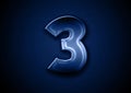 The number three in blue textured background Royalty Free Stock Photo