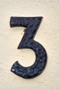 The number three on a house wall Royalty Free Stock Photo