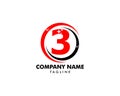 Number three logo, Logo 3 vector template